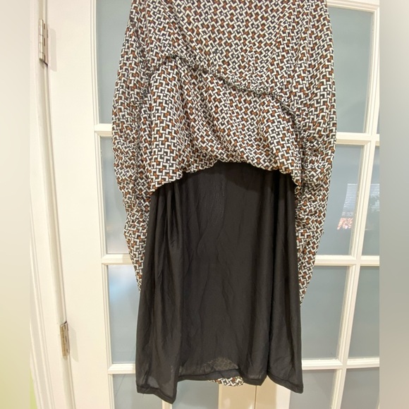 Ellos Women's Plus Black Geometric Print Sheer Overlay Tiered Dress Size 18/20 - Picture 13 of 17